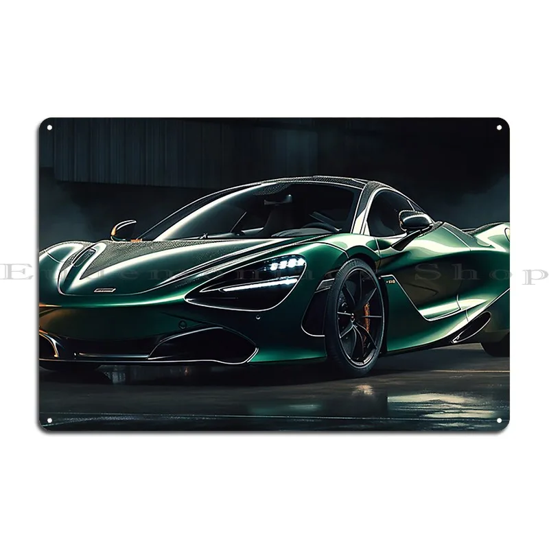 Impression Of A Racing Green 2023 Mclaren 720s Metal Plaque Party Plates Cinema Classic Create Party Club Tin Sign Poster