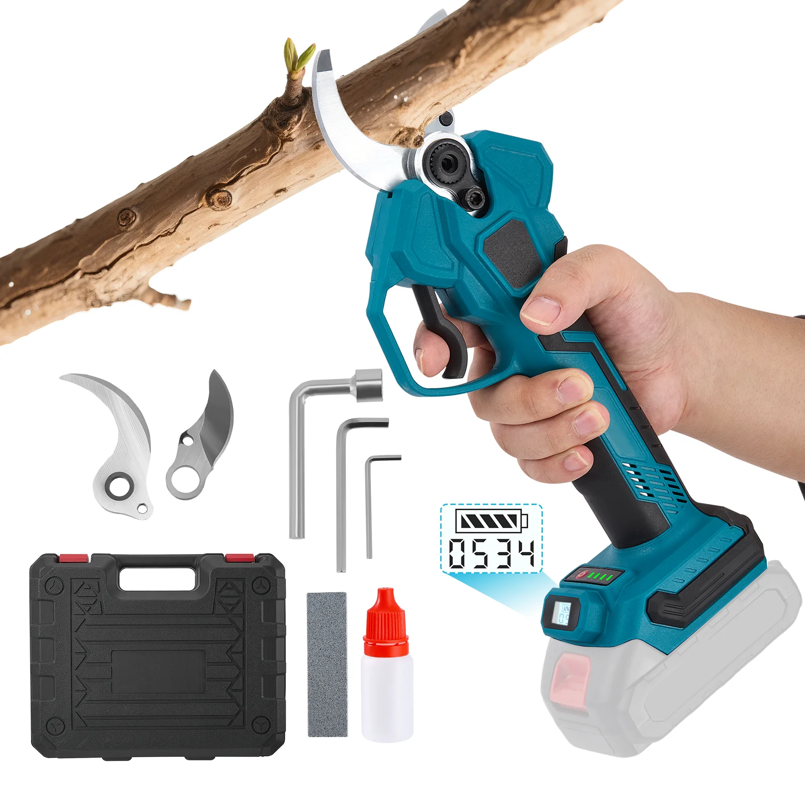 

800W 25/30/35/40mm Electric Pruner Shear Cordless Rechargeable Fruit Tree Bonsai Pruning Branches Tool For Makita 18V Battery