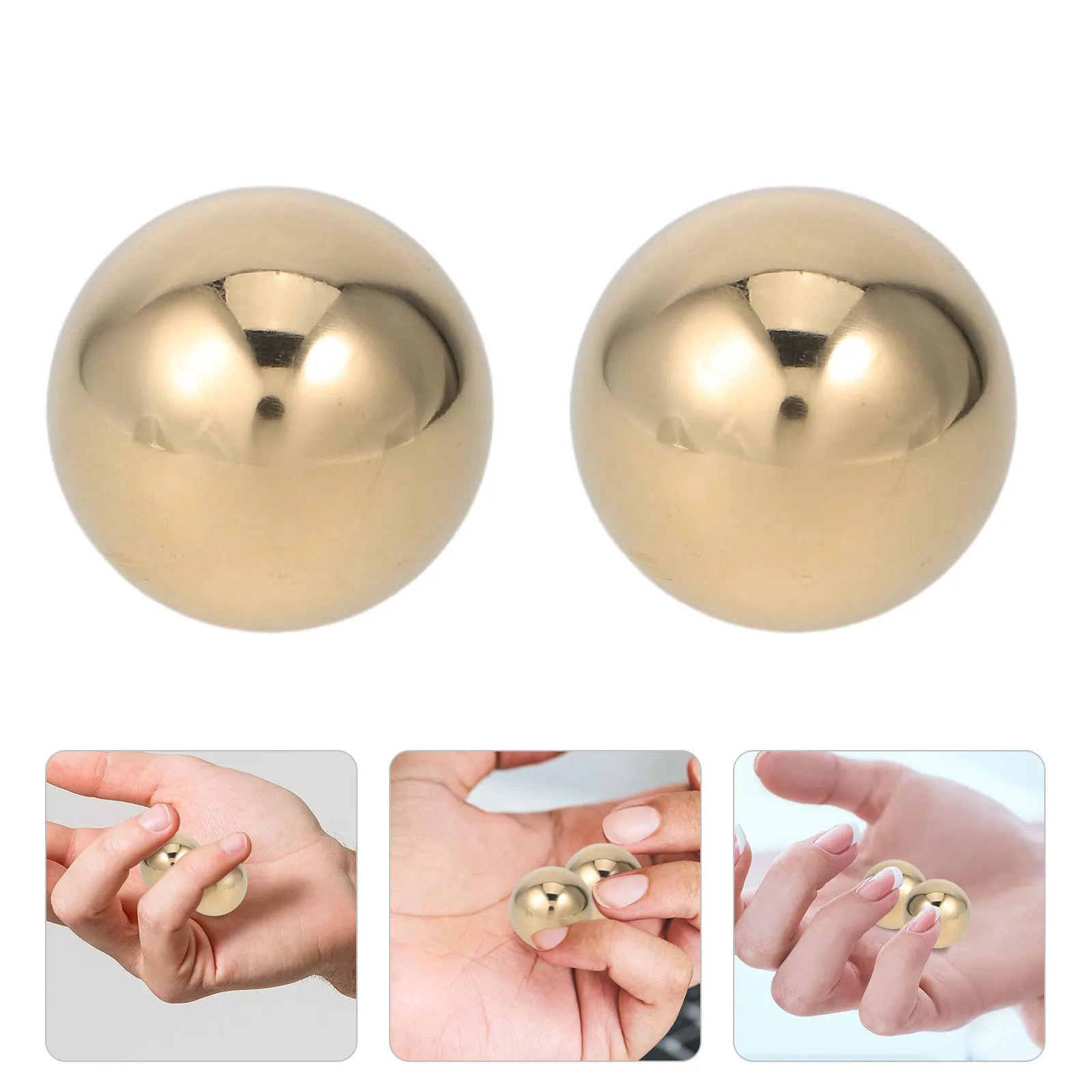 2Pcs Solid Brass Exercise Balls 38Mm Hand Grip Trainer Baoding Massage Balls for Finger Strength Wrist Flexibility Muscle