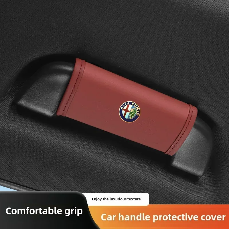 Car roof pull gloves soft leather handle protective cover For Alfa Romeo Giulia Giulietta MiTo Stelvio Tonale 4C 8C Volante