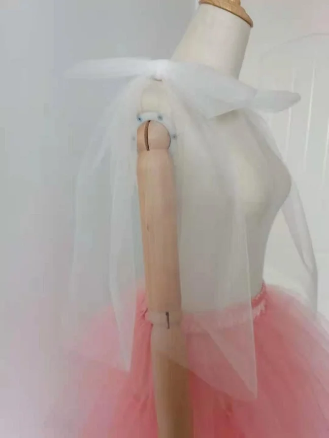 Mingli Tengda – châle en Tulle doux, épaules avec nœud, les bras de la mariée recouverts d'élégants accessoires Photo de la série Sen sont de longues branches détachables