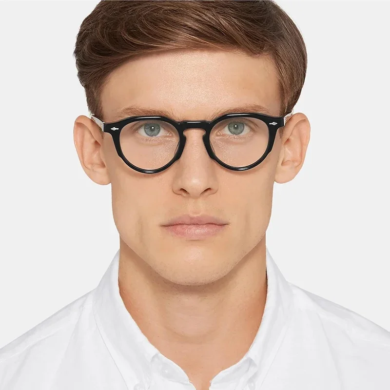 New SHERI Acetate Fiber Business Men Eyeglasses Frame Tortoise-shell Hand Designer UV400 Women Myopia Glasses Can Carve LOGO