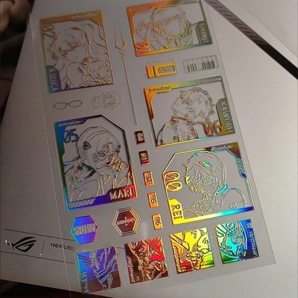 

Neon Genesis Evangelion EVA 01 Laser Metal Sticker Notebook Headset Mobile Phone Tablet Decorative Waterproof Sticker Gift Toys