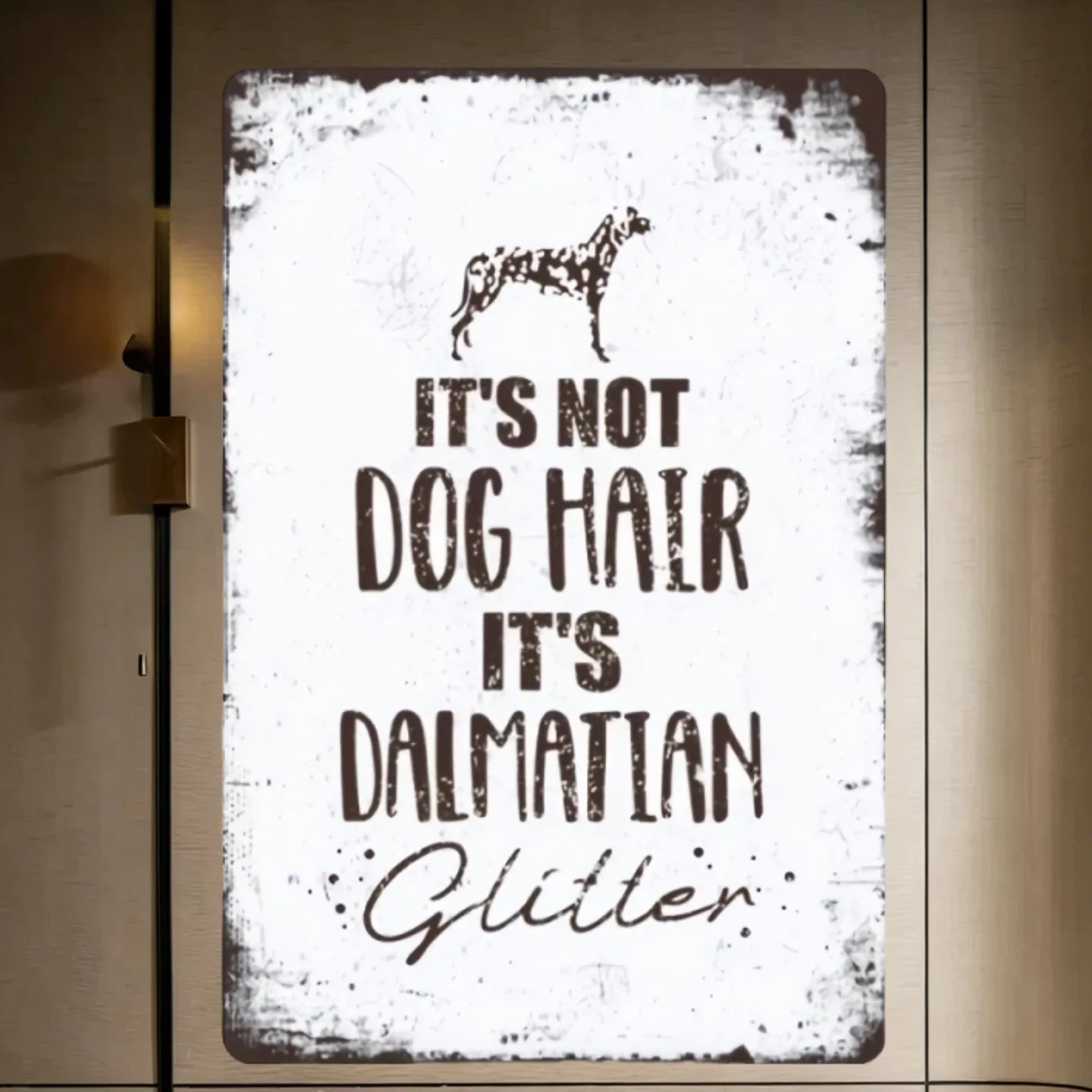 2D Flat Retro Dalmatian Dog Metal Tin Sign - Spotted Glitter Wall Art for Home Room Office Dog Lover Colleague Gift
