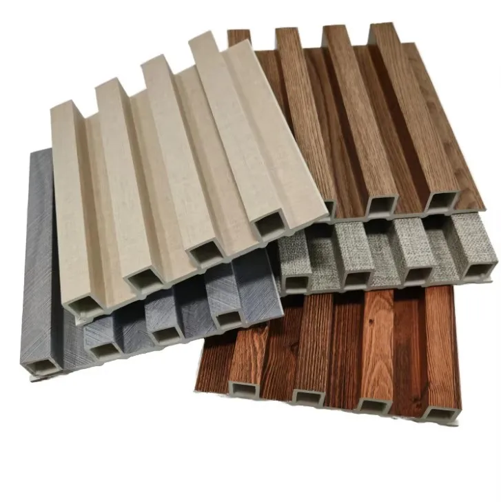 2026 Wood Plastic Wpc Fluted Laminated Decoration Timber Cladding Wpc Interior Indoor Hollow Water-proof Wpc Wall Panel Led Ligh