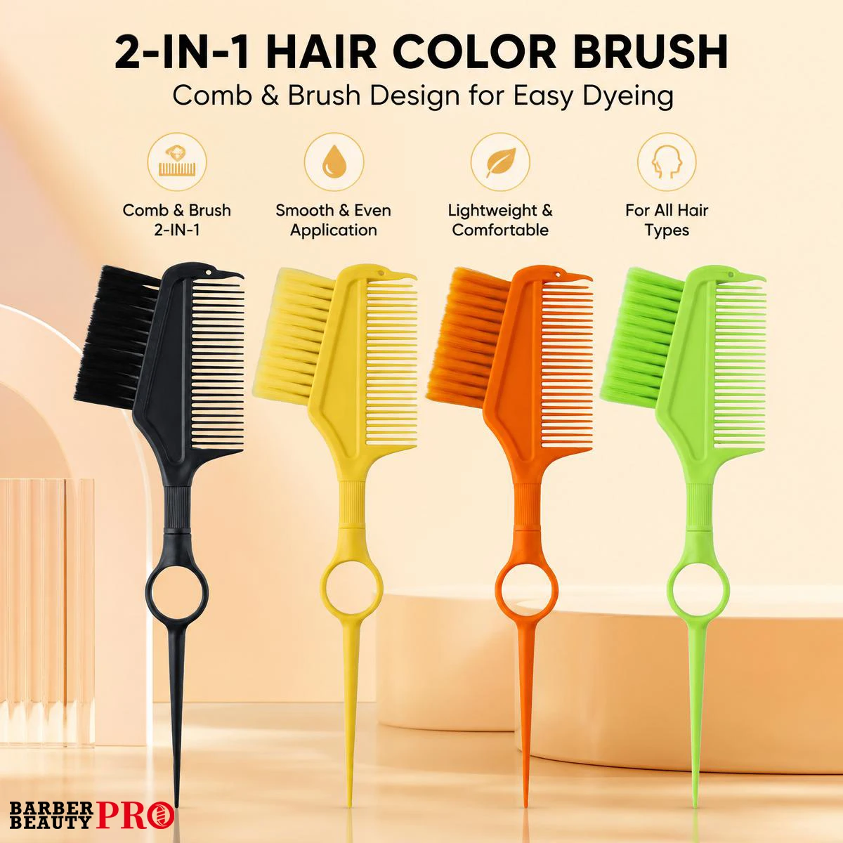 1PCS Professional 360° Rotating Dual-Sided Hair Dye Brush with Comb & Pointed Tail for Salon Home Hair Coloring Highlighting