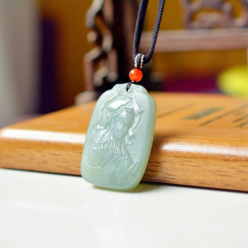 رائعة Hetian اليشم تشينغهاي المواد قوان يو قلادة #4