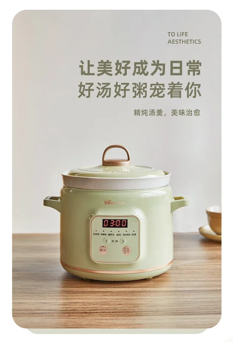 220V Electric Stewpot with Ceramic Material and Soup/Baby Food Cooking Function