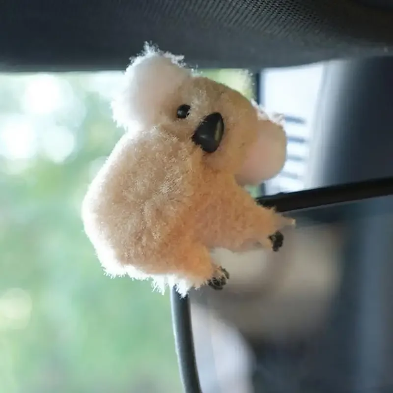 Plush Cute Koala Auto Rearview Mirror Control Screen Decoration Sun Visor Card Clip Car Accessories Accessorie Interior Amagi