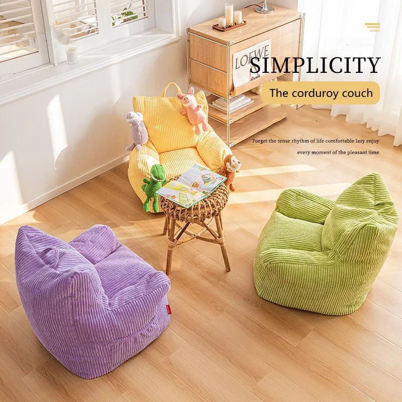 60CM Lazy Mini Bean Bag Sofa Simple Corduroy Home Living Room Children's Sofa Bedroom Balcony Fabric Tatami Lounge Lounge Chair