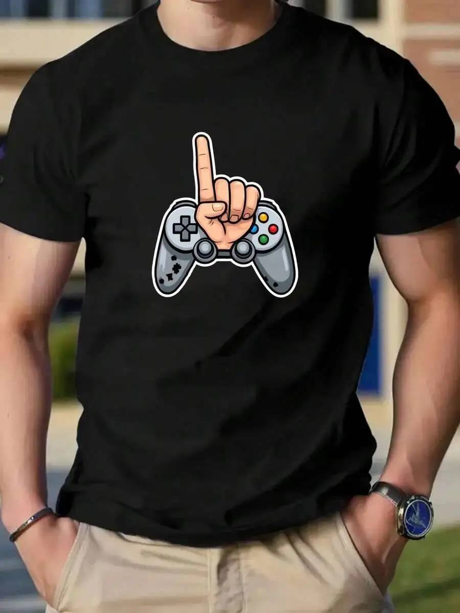 Men's Gaming-Shirt - Funny Video Game Controller Gamers Graphic Tees Men Crop Tops Tee Art Outfits Men-Shirt  100% Cotton Trendy Y2K Short-Sleeve Tee-Soft, Quick-Drying, Moisture-Wicking, Great Gift for Christmas or Halloween.