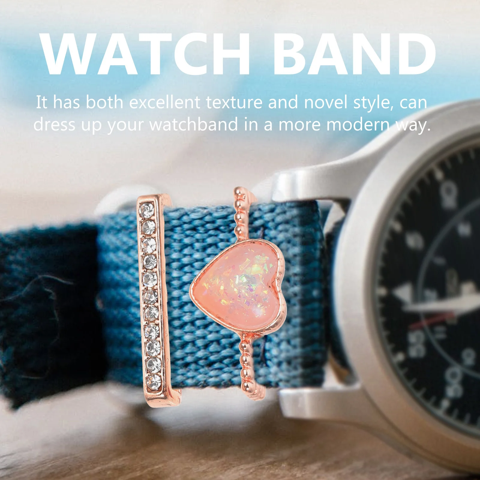 4Pcs Rose Gold Watchband Rings Stainless Steel Durable Decorative Loops Watch Strap Charms Watch Charm Watchband Charm