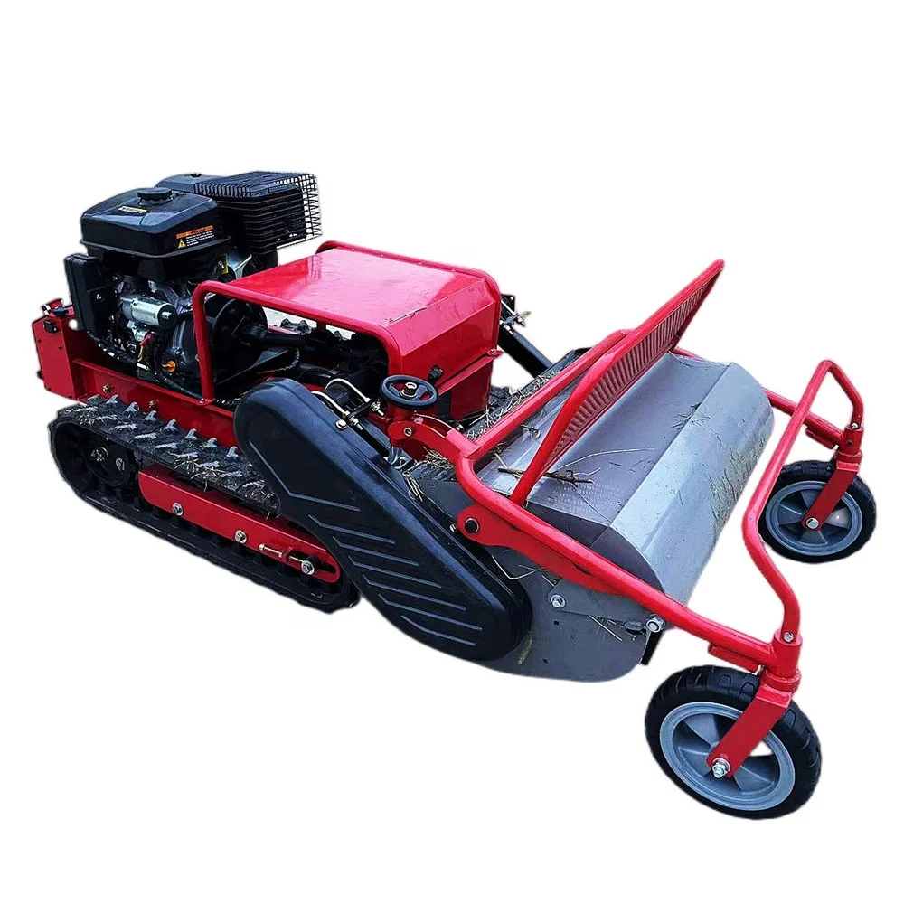 16HP perfect remote control flail lawn mower with track for high and thick grass