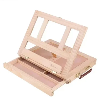 Wooden painting easel artist table portable miniature table folding easel table box oil painting accessories art supplies