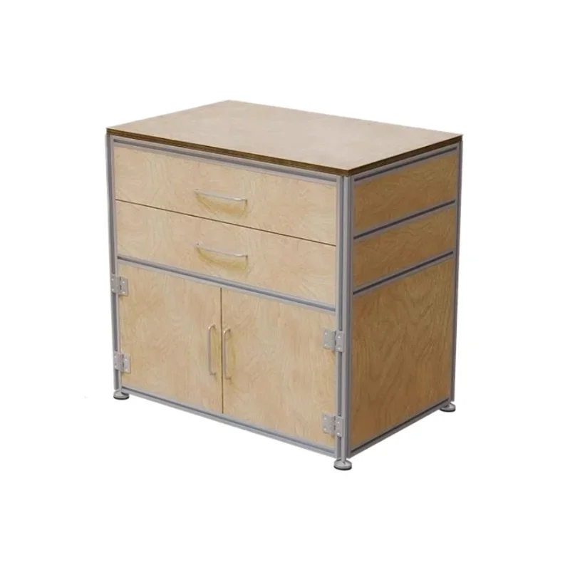Log wind birch aluminum profile multi-layer drawer storage cabinet, display storage side chest, storage