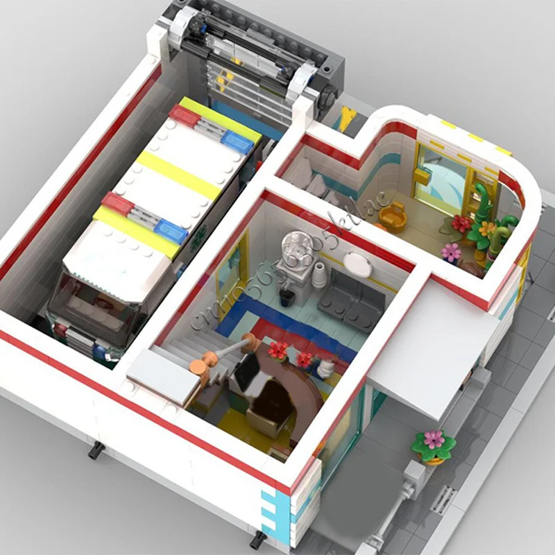 2677 PCS House Street Modular Corner Hospital MOC Customize Modular Building Block Simple Model Popular DIY Christmas Toy Gift