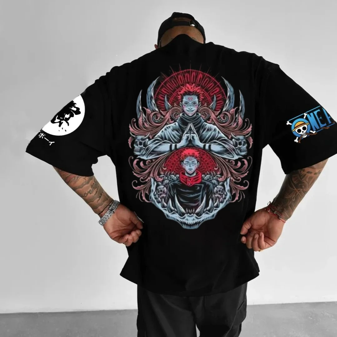 Bandai Anime Baumwolle Kurzarm Ruffy Anime Derivatives 2025, bedruckte Kurzarm-T-Shirts aus Baumwolle für Herren und Damen