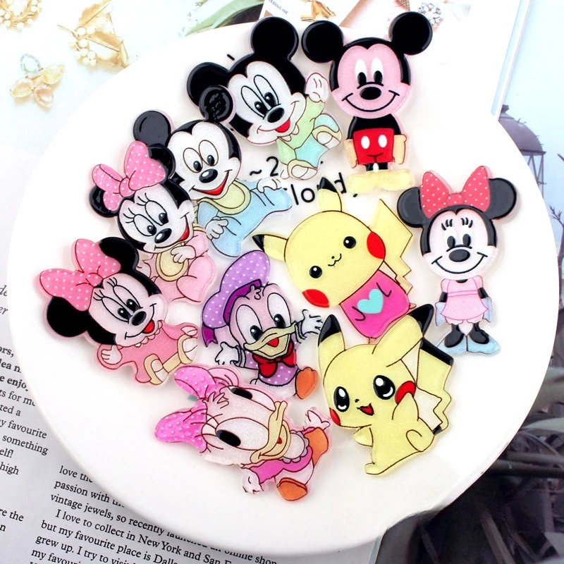 

Miniso Minnie Mickey Donald Duck Daisy Diy Large Acrylic Children's Hairpin Hair Jewelry Diy Cartoon Patch