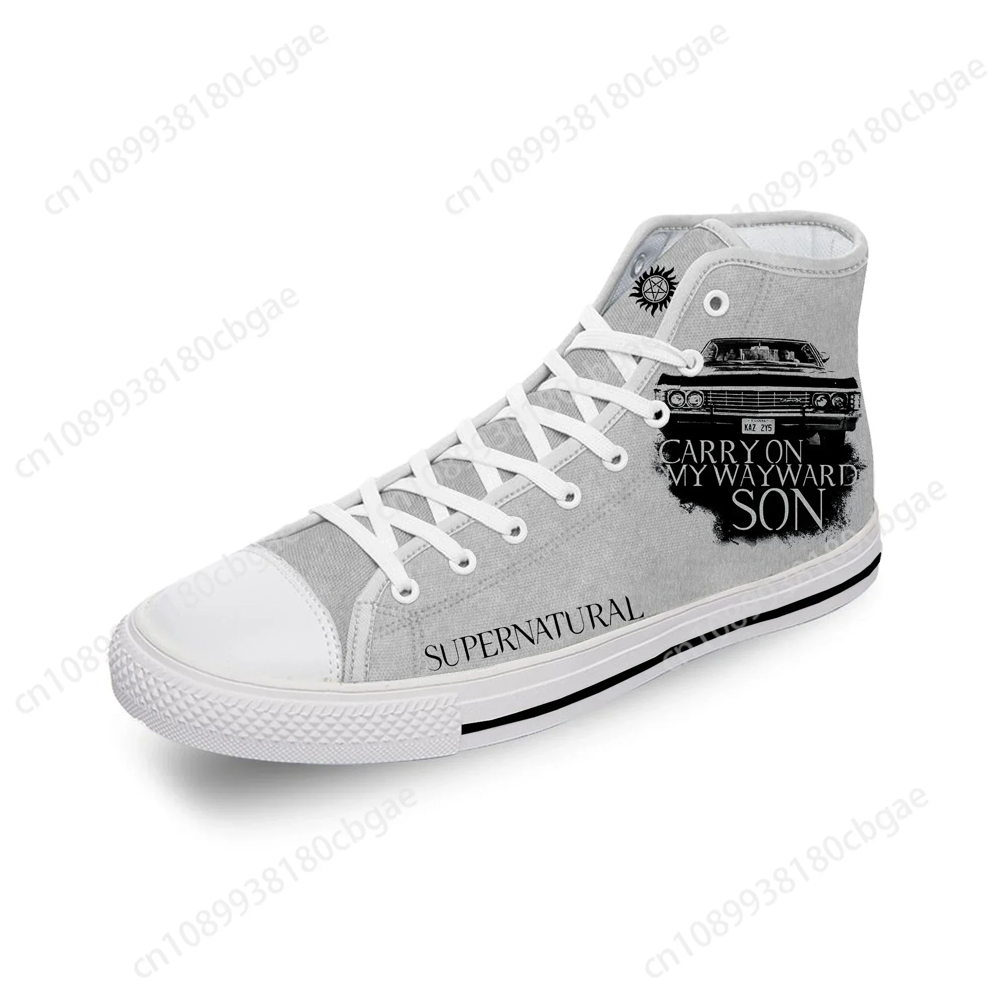 Carry on My Wayward Son Supernatural Cool White Cloth Impresión 3D Zapatos de lona de alta calidad Hombres Mujeres Zapatillas ligeras y transpirables