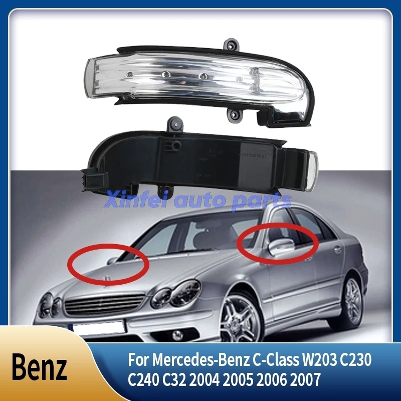 

For Mercedes-Benz C-Class W203 C230 C240 C32 2004 2005 2006 2007 4Door Car LED Mirror Turn Signal Light 2038201521 2038201621