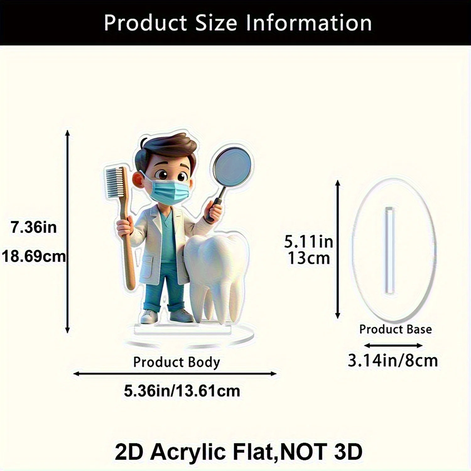 2D Flat - [2D Flat] A 2D Acrylic Decorative Plaque And Ornament Featuring a Cartoon Dentist And a Design, Vibrant in Color, Suit