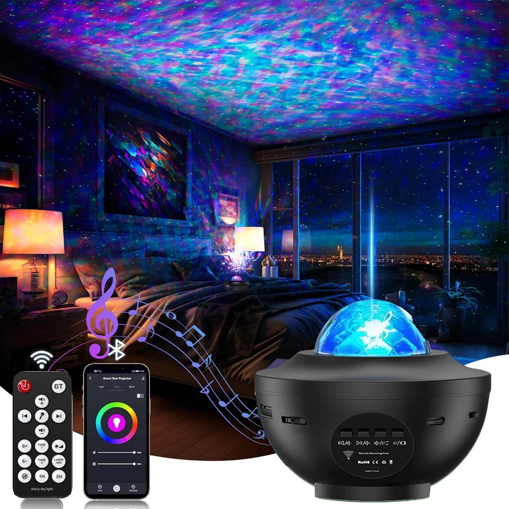 Galaxy Projector Night Light Projector for Bedroom Bluetooth Speaker Multiple Colors Dynamic Projections for Bedroom Home Decor