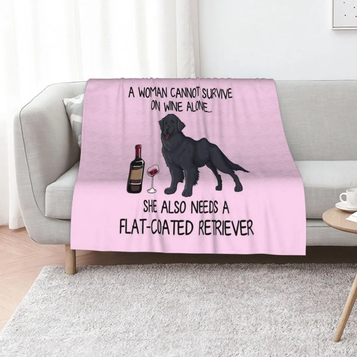Flat-Coated Retriever and wine Funny gift for dog mom Throw Blanket Luxury St Luxury Designer Thin for sofa Blankets