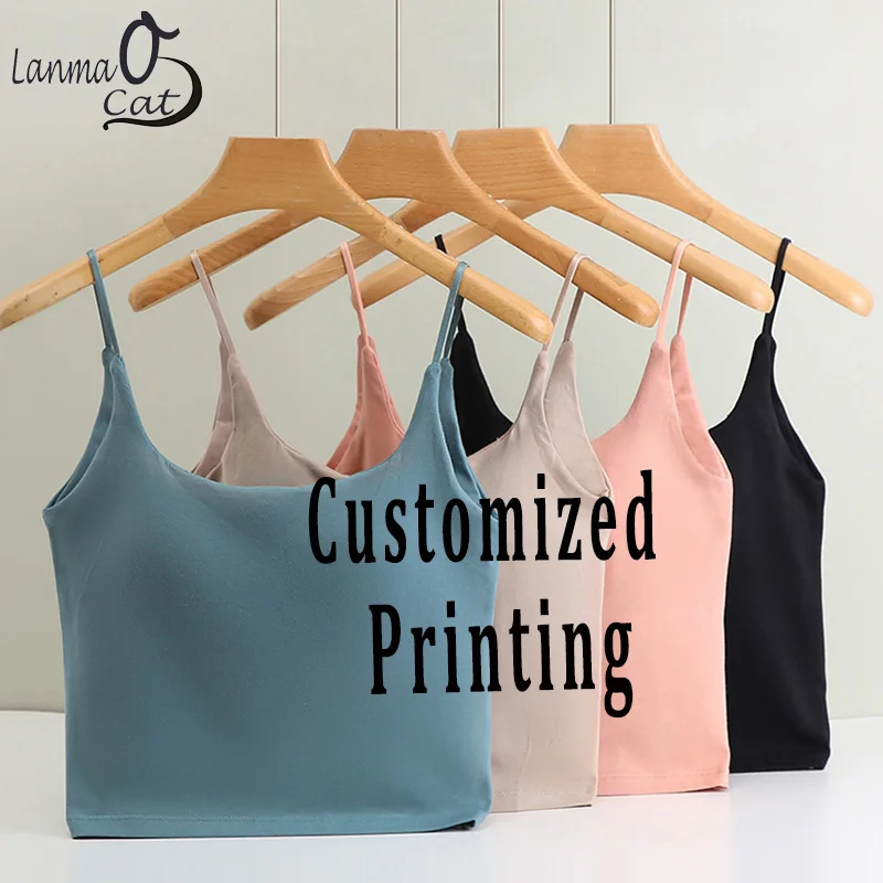 Custom Printing Tank Top for Women with Built in Bra Women's Sports Bra Fitness Workout Running Shirts  Camisole Shapewear