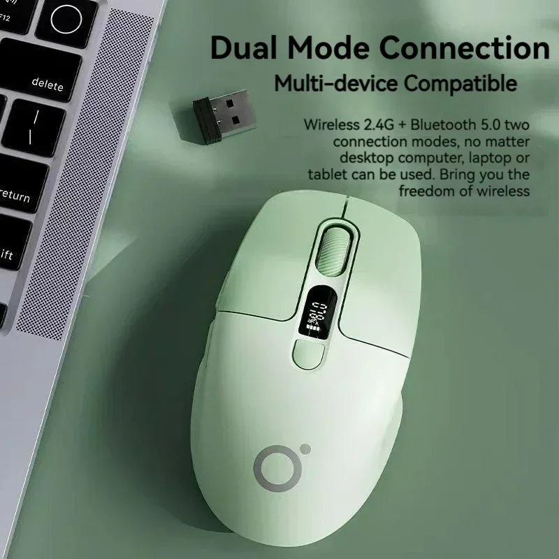 Eweadn Q1 Mice 2.4 Wireless Bluetooth Dual-Mode Mouse 1600PDI Smart Screen Esports Silent Rechargeable Gaming Mouse for Office 5