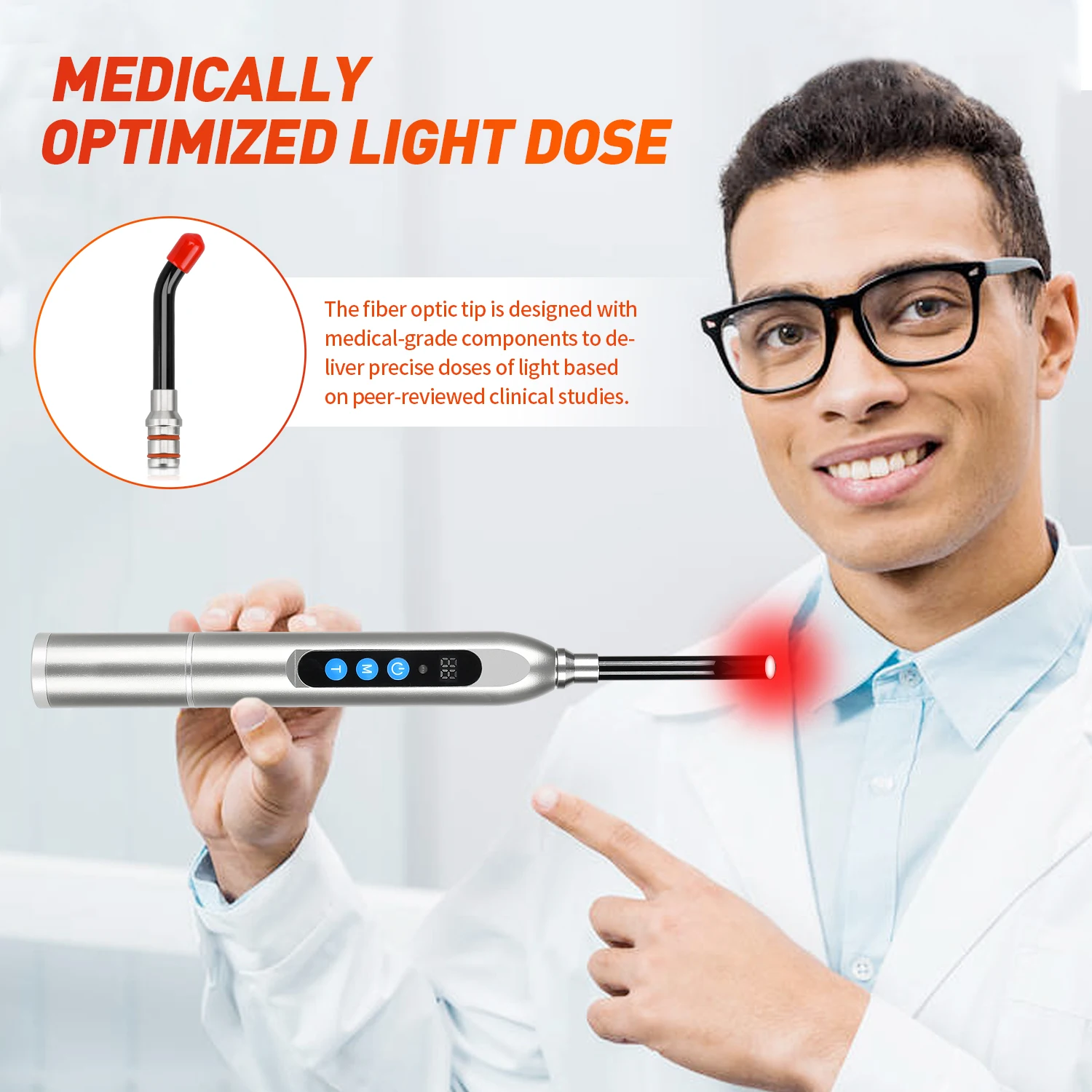 High quality 9w red light therapy facial wand 660nm 850nm portable handheld red light device for mouth and face