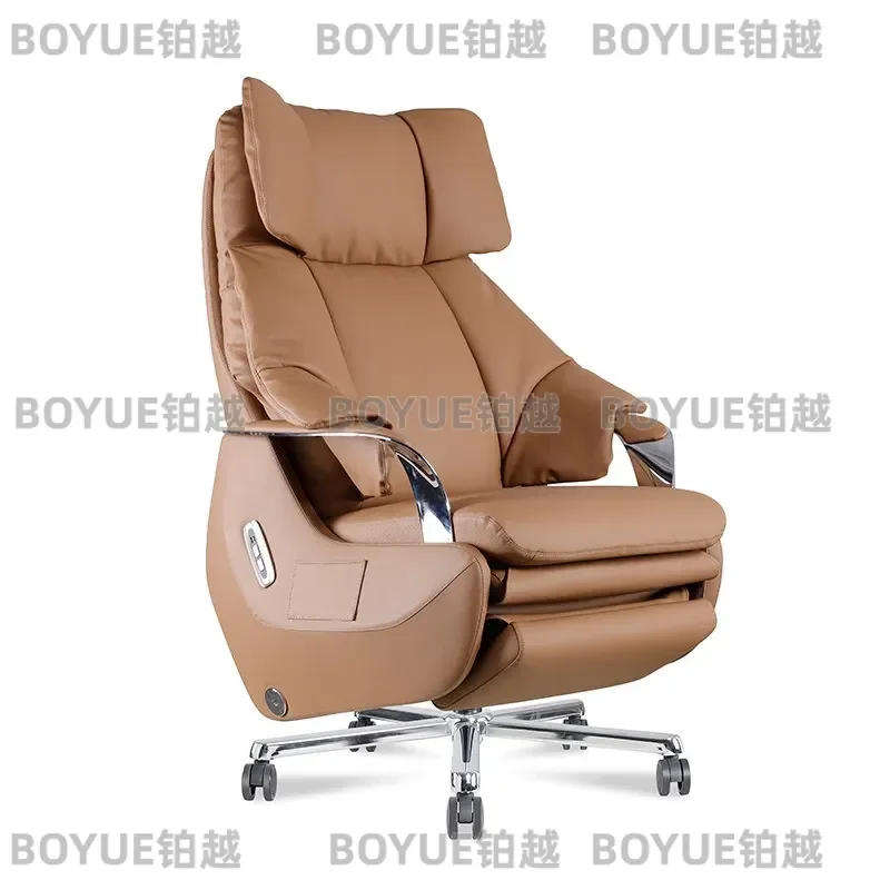 Luxury Electric Leather Executive Office Chair with Intelligent Massage Heating and Ventilation Reclining Business Boss Seat