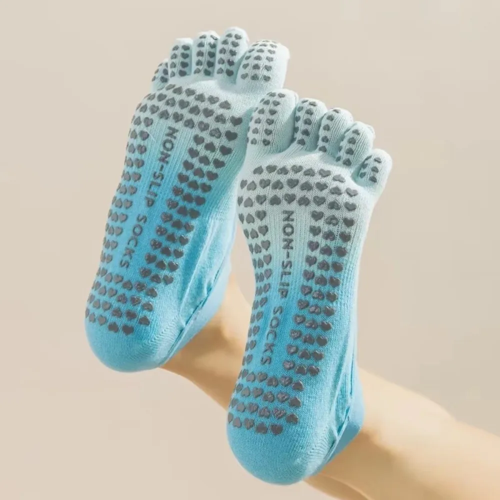 Five-Toe Yoga Socks Breathable Cotton Blend Crisscross Elastic Straps Non-Slip Socks Silicone Non-Slip Pads Fitness Socks