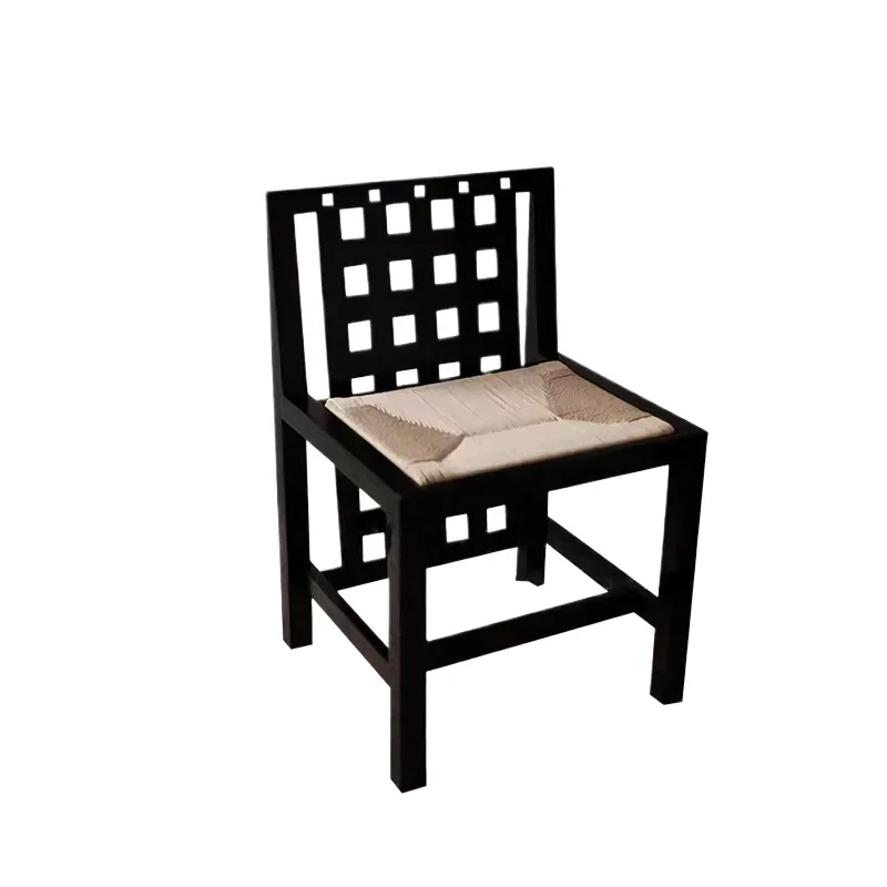 Medieval rope weaving home study chair armrest backrest classic retro dining chair