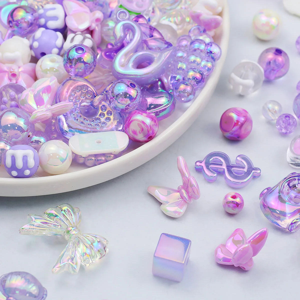 الأرجواني 60 جرام الاكريليك متعدد الألوان مختلط نمط فضفاض الخرز لصنع المجوهرات أساور سلاسل الهاتف المعلقات لوازم النتائج