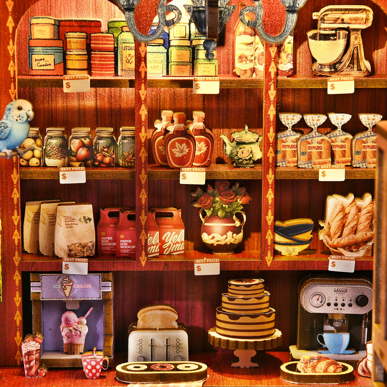 كتاب الزاوية عدة كاندي متجر DIY 3D خشبية لغز إطار الصورة زخرفة رف الكتب دمية نموذج Bookend بناء ديكور المنزل