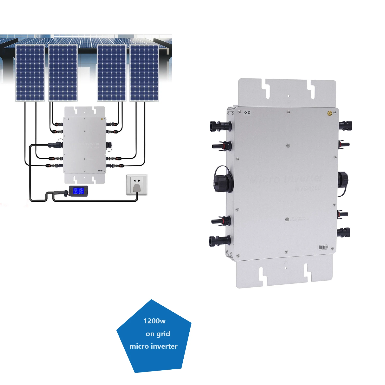 300W 500W 600W 800W 1000W Wireless Waterproof Grid Tie Micro Inverter MPPT  PV Power Device