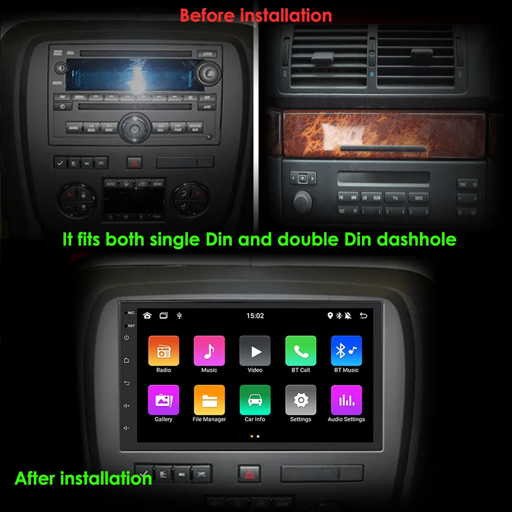 Universal Android Car Stereo with GPS, Backup Camera, Single DIN, 7