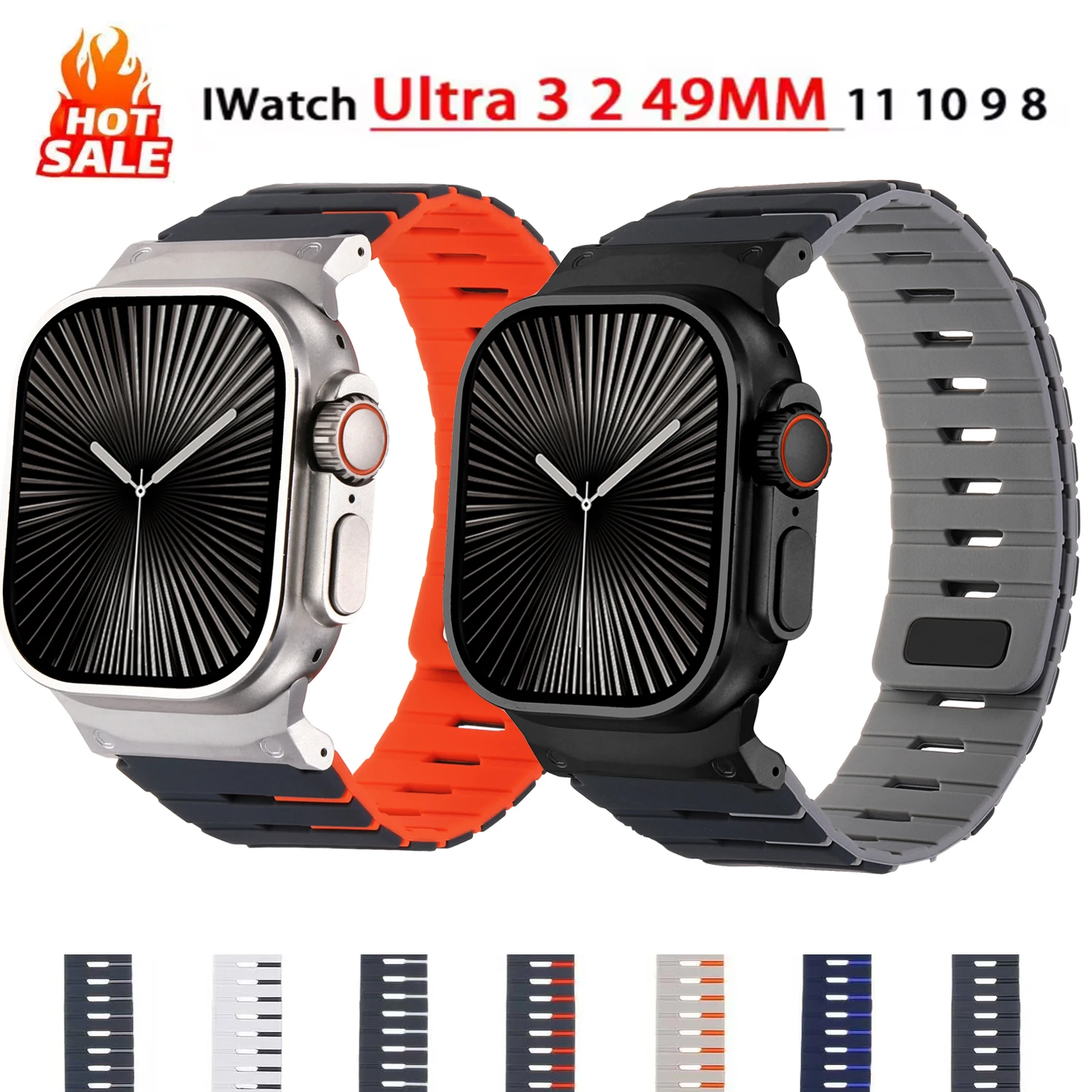 

Силиконовый ремешок для Apple Watch Ultra 3 2 серии 11 10 9 8 SE Piano Key дизайн ремешок для iWatch браслет с магнитной петлей 49 46 45 мм