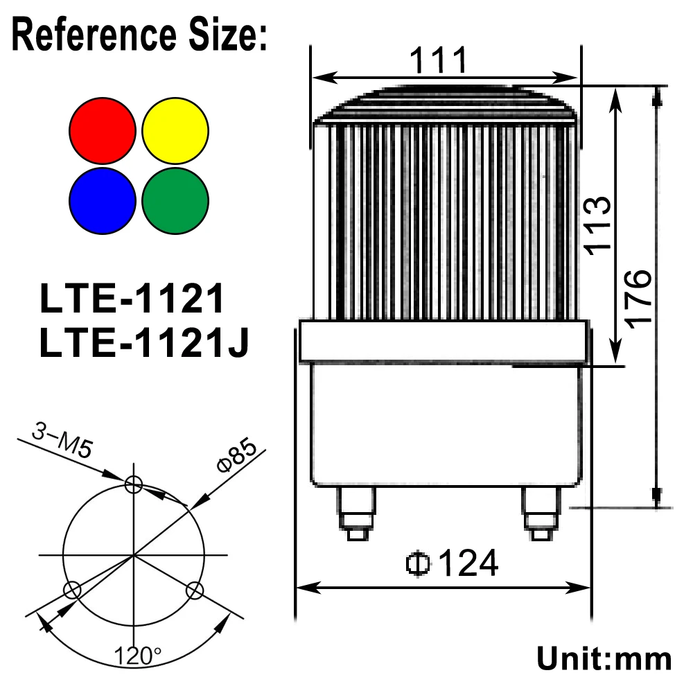 1pc LTE-1121J Rotating Beacon Traffic Siren Warning Light Industrial Alarm Construction Lamp Bulb Sound Buzzer/No DC12V24VAC220V