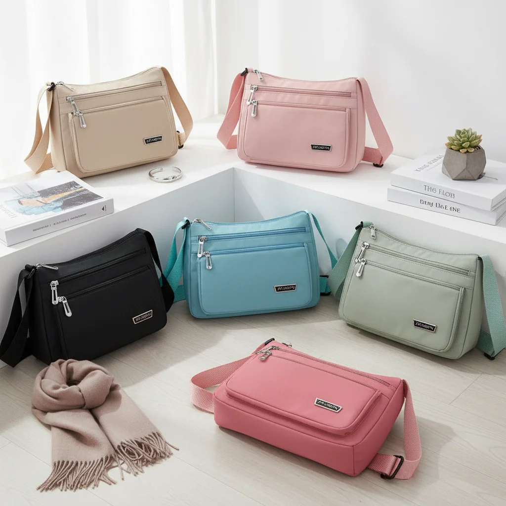 

Multi Layer Multiple Compartments Crossbody Bag Lightweight Large Capacity Waterproof Multi Functional Shoulder Messenger Bag