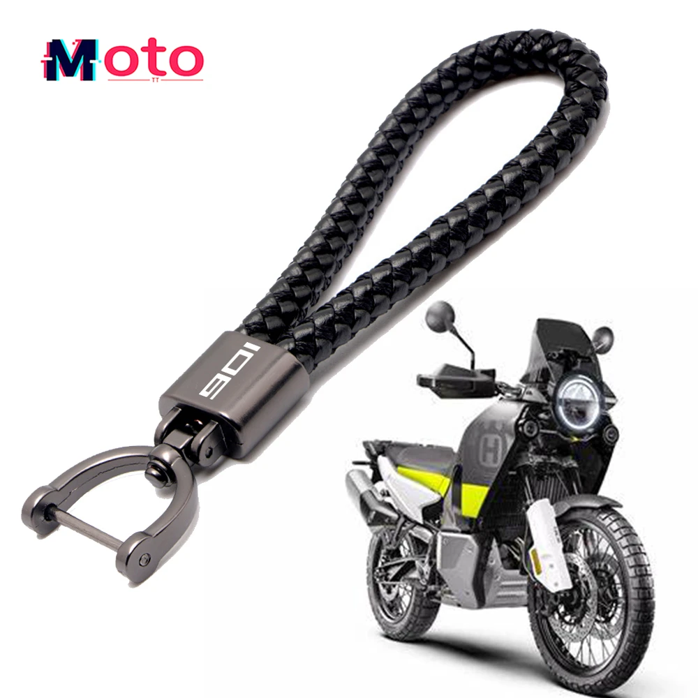 For Husqvarna Norden 901 Norden901 Accessories Custom LOGO Motorcycle Braided Rope Keyring Metal Keychain