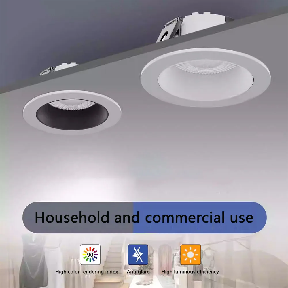 

Dimmable Led Downlight Recessed Ceiling Lamp Spotlight Aluminum COB 110V 220V Home Office Store Spot led Hole 75/80/90/110/220mm