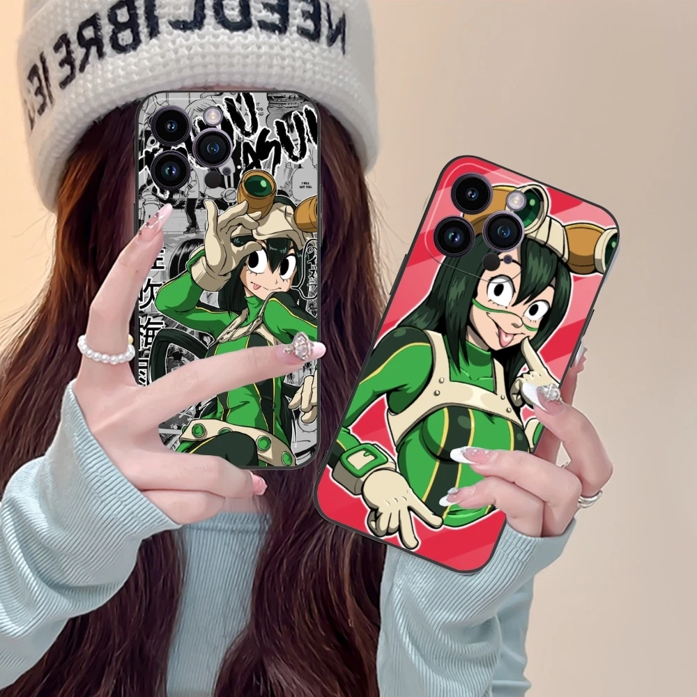 Hero Tsuyu Asui Froppy Cell Phone Case for iPhone 15 14 13 12 11 X XR XS 8 7 Pro Max Plus Mini Black Soft Phone Cover Shell