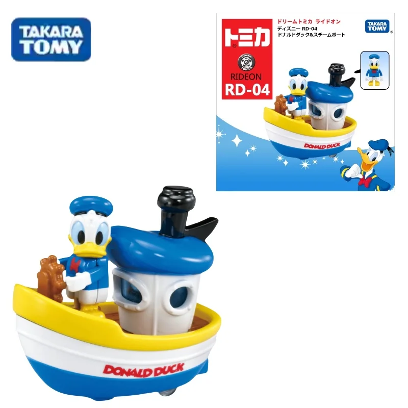 TOMY Tomy doll alloy small car model toy display 04 Donald Duck sailing car, adult collection display, children's toys