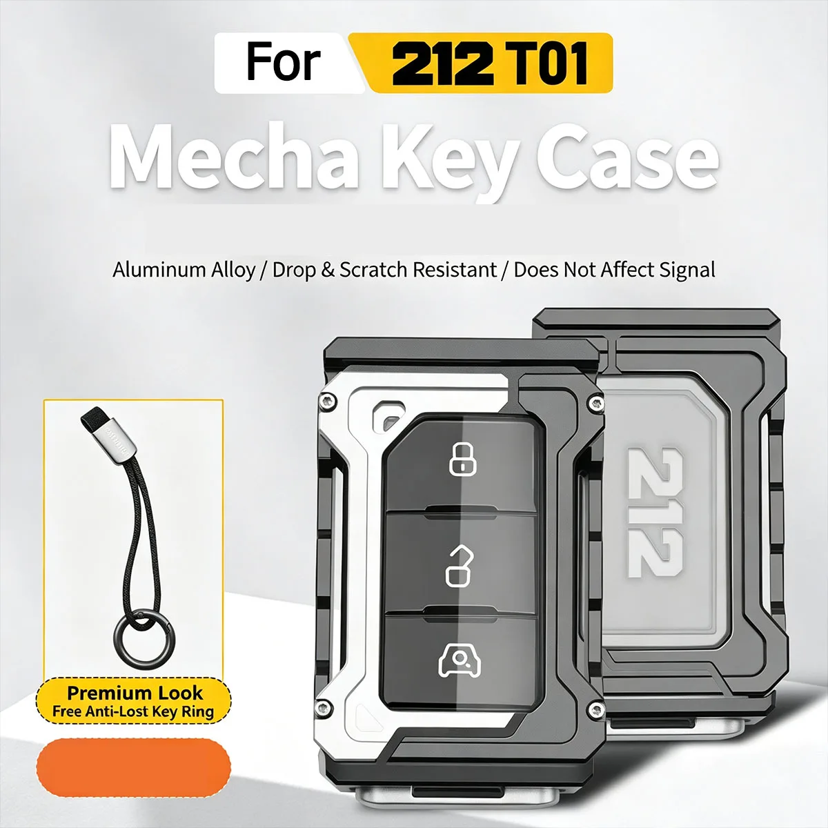 For BAW 212 T01 EMC 212 All Inclusive Aluminum Alloy Keycase Cover Car Keychain Anti Fall Mecha Style Modification