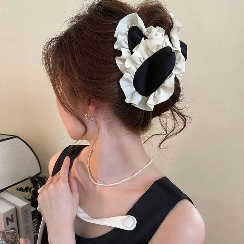 

Fashion Polka Dot Cloth Triangle Hair Claw Heart Bowknot Bow Hair Clip Headdress Korean Style Pearl Hairpin Hair Accessories