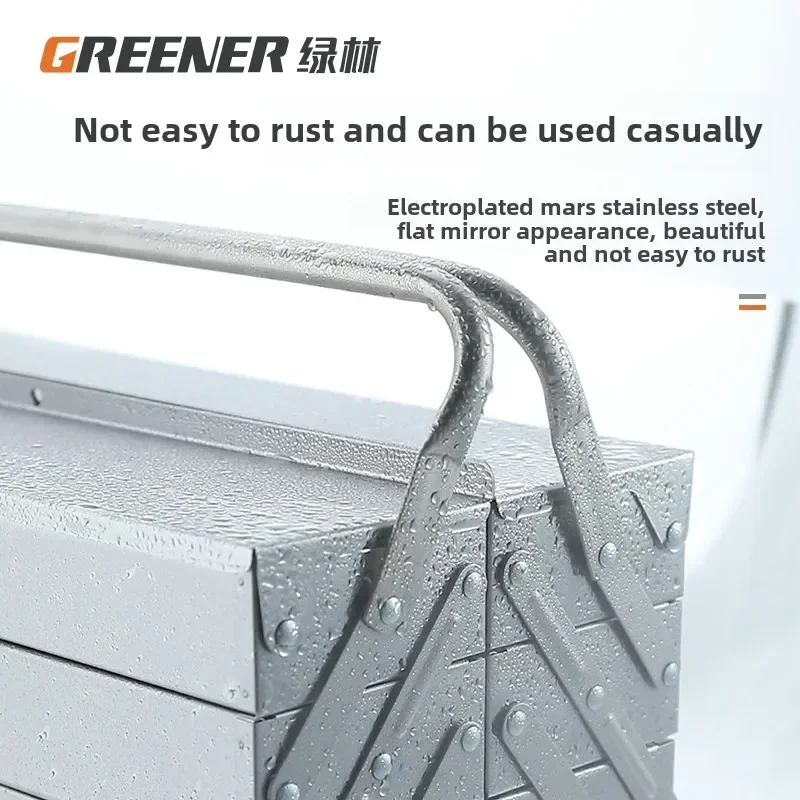 Stainless Steel Tool Box for Industrial and Home Use with Foldable Design and 3-Layer Storage Space DC