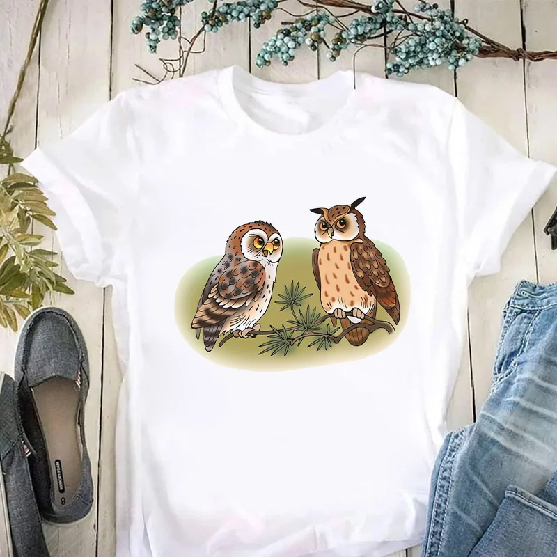 Owl T Shirt Women Personalized Owl Print Short Sleeve T-shirt Women's Summer Casual Fashion Women Clothes  Tops  Harajuku