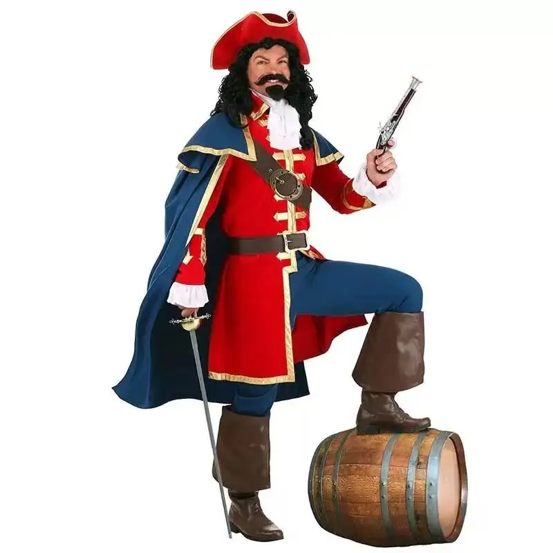 Disfraz de Cosplay de Capitán Pirata de Lujo, Estilo Captain Morgan, West India Rum, para Actuaciones Escénicas de Halloween para Adultos