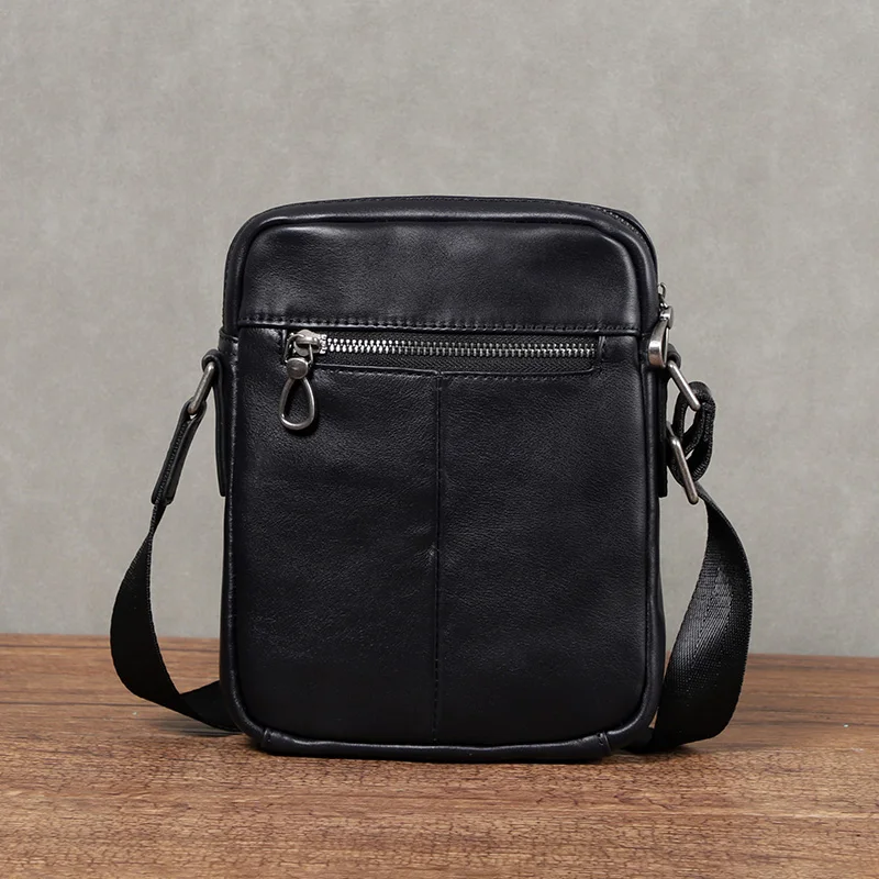 Soft leather Mini Men Bags Boys Fashion Messenger Bag Genuine Leather Crossbody Bag Men Mobile Phone Bags Small Shoulder Bags